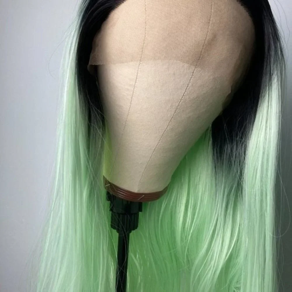 Black Rooted Green Wigs Lace Wig